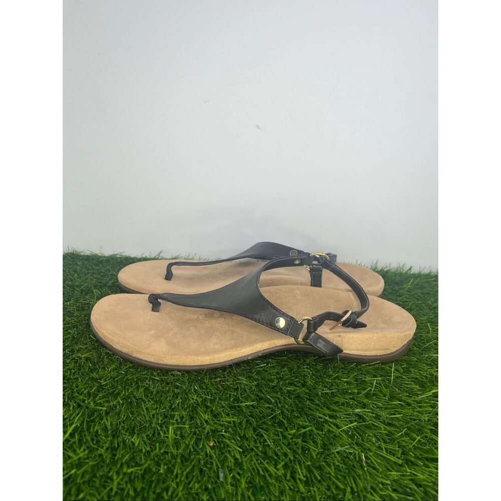 Vionic Kirra Leather Sandals Women’s Size 11 Black Adjustable Strap